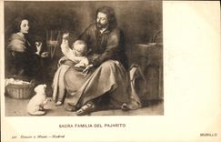 VINTAGE POSTCARD Crowned Familia Del Pajarito Murillo