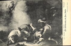 VINTAGE POSTCARD Museo Del Prado Murillo Conversion De San Pablo