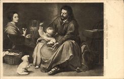 VINTAGE POSTCARD Museo Del Prado Of Madrid Sagrada Familia Del Pajarito