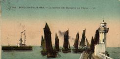 VINTAGE POSTCARD Boulogne On Sea the Exit Of the Small fishing boats Boats