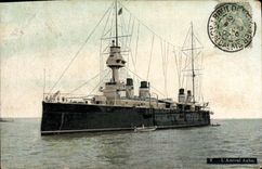 CPA L'Amiral Aube Bateau Guerre