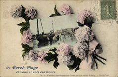 VINTAGE POSTCARD Berck Plage I Send These Flowers to You