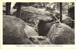 VINTAGE POSTCARD Fontainebleau Drill Apremont Cave of the brigands