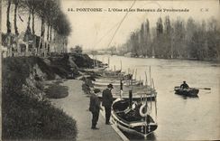 VINTAGE POSTCARD Pontoise the Oise and Boats Of Walk
