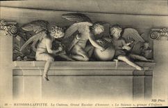 VINTAGE POSTCARD Maisons Laffitte the Castle Large Main staircase science groups children