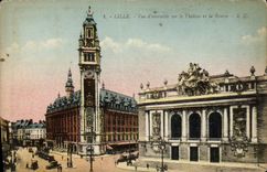 CPA Lille Vue D'Ensemble sur le Theatre et la Bourse