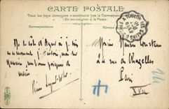 Barco de pesca de Toulon de la POSTAL de la VENDIMIA pequeño que vuelve al barco portuario