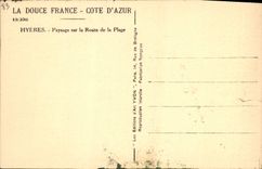 Paisaje de Hyeres de la POSTAL de la VENDIMIA en el camino de la playa