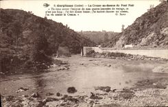 POSTAL Gargilesse de la VENDIMIA el hueco con la tapa del puente negro