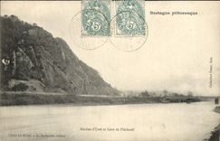 CPA Bretagne Pittoresque Roches D'Uzel Et Gare De Plechatel