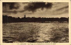 VINTAGE POSTCARD Dimension Dinard Emerald the Beach And the Inhabitant of Saint Malo with Laying down Sun