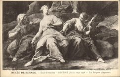 VINTAGE POSTCARD Musee Of Rennes Ecole French Restout Park Them