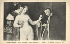 VINTAGE POSTCARD Museum Of Rennes French School Unknown Author the Woman Between Two Old