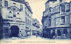 VINTAGE POSTCARD Rennes the Passage Of the Carmelite nuns And the Street Sainte Melaine