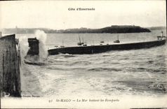 VINTAGE POSTCARD Emerald Dimension St Malo Sea Beating the Walls