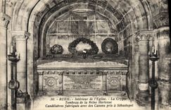 VINTAGE POSTCARD Rueil Interieur Of the Church the Crypt Tomb Of the Queen Hortense Candelabres factories with guns taken has Seba