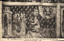 La POSTAL de la VENDIMIA encoleriza Tenture de la apocalipsis de Nicolás Battles la adoración del animal