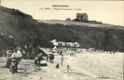 VINTAGE POSTCARD Brittany Binic Beach Of Before Port the Bath