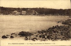 CPA Perros Guirec La Plage Et Les Rochers De Trestraou