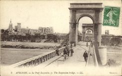 POSTAL Avignon de la VENDIMIA el puente suspendido