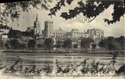 Bordes de Avignon de la POSTAL de la VENDIMIA de la opinión de Rhone del paladar de los papas