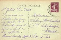 Santo de la POSTAL de la VENDIMIA Croix de Vie sinned con la línea en las rocas en la parte inferior las horas de Ptit de la roca