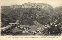 VINTAGE POSTCARD Panorama of Rozier and rock Gorges of the Tarn of the Mejean Causse