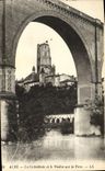 POSTAL Albi de la VENDIMIA la catedral y el viaducto en el Tarn