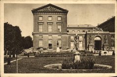 Cortes de ley de Metz de la POSTAL de la VENDIMIA y estatua de la ninfa