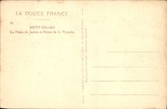 Cortes de ley de Metz de la POSTAL de la VENDIMIA y estatua de la ninfa