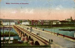 MIT Moselfort del St Totenbrucke de Metz de la POSTAL de la VENDIMIA