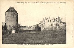VINTAGE POSTCARD Thouars the Tower Of Prince De Galles Old towers of the fortifications and School of the young girls