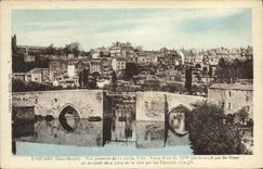 VINTAGE POSTCARD Thouars View Of the Old city Old man bridge of 13th