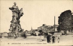VINTAGE POSTCARD Angouleme the Carnot Statue And the Desaix Rampart