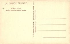 Galería suave de Francia Nimes de la POSTAL de la VENDIMIA que hace la vuelta de arena