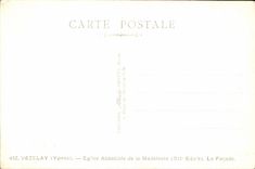 VINTAGE POSTCARD Vezelay Abbey church Of the Madeleine