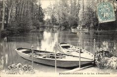 VINTAGE POSTCARD Pougues Water the Lake the Landing stage