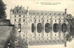 POSTAL Chenonceaux de la VENDIMIA el castillo el ataque frontal más situado más al sur