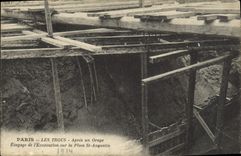VINTAGE POSTCARD Paris Holes After a Storm Shoring Of the Excavation On the Place St Augustin