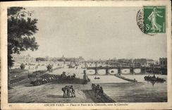 Lugares de Ancien París de la POSTAL de la VENDIMIA y puente de la armonía debajo del consulado