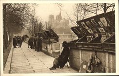 VINTAGE POSTCARD Paris While Strolling Secondhand booksellers Of the Quay Of the Small tower Secondhand bookseller