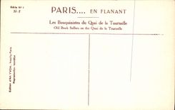 VINTAGE POSTCARD Paris While Strolling Secondhand booksellers Of the Quay Of the Small tower Secondhand bookseller