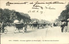 VINTAGE POSTCARD Paris Avenue Of the Bois de Boulogne the Return Of the Races