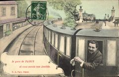 VINTAGE POSTCARD I Leave Paris And My Friendships Paris Pont Alexandre III Train Sends to You