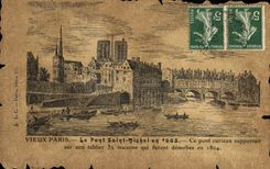 CPA Vieux Paris Le Pont Saint Michel en 1665