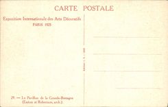 Exposición internacional de la POSTAL de la VENDIMIA de artes decorativos la casa del Reino Unido