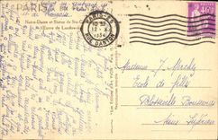 VINTAGE POSTCARD Paris While Strolling Notre Dame And Statue Of co. Genevieve