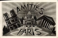 POSTAL MODERNA las amistades de París coronan Ceour Notre Dame Madeleine
