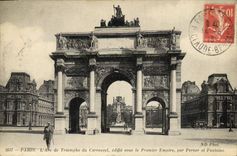 POSTAL París de la VENDIMIA Arc de Triomphe de las estructuras del carrusel debajo del primer imperio por Perner y Fontaine