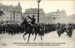 VINTAGE POSTCARD Departure Of the Troops For the Marc At the Gare de Lyon April 27th and 28th 1911 amrsouins